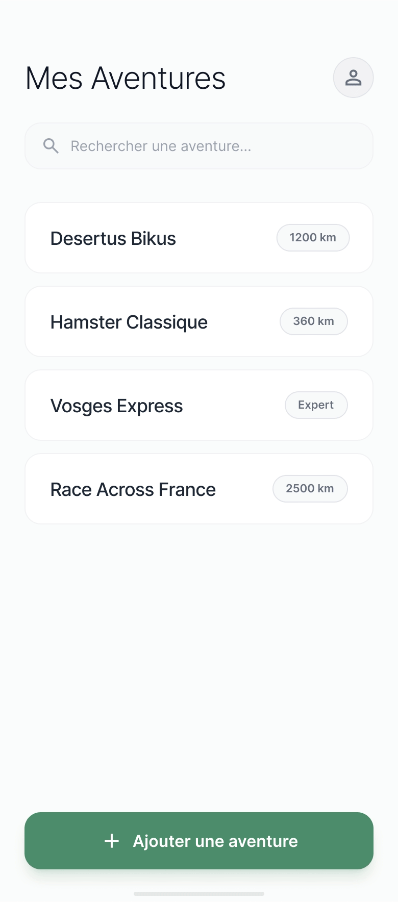Interface Ride'n'Rest - visualisation des hébergements sur la trace